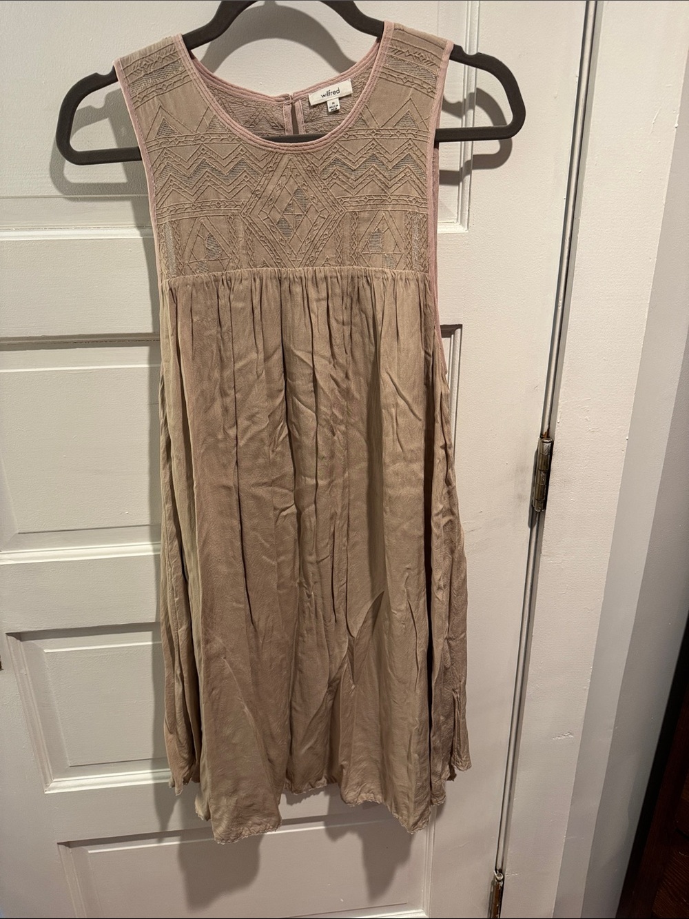 Wilfred Beige Embroidered Sleeveless Dress